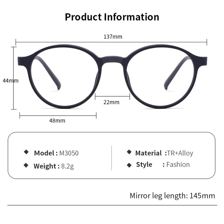 Momoja Women's Full Rim Round Tr 90 Rubber Alloy Eyeglasses 723050