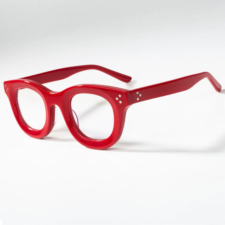 Cubojue Unisex Full Rim Round Plastic Reading Glasses Hl56023 Reading Glasses Cubojue Red 0 