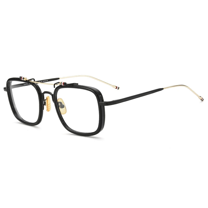 Black Mask Unisex Full Rim Square Double Bridge Alloy Acetate Eyeglasses Tbs816 Full Rim Black Mask Black  