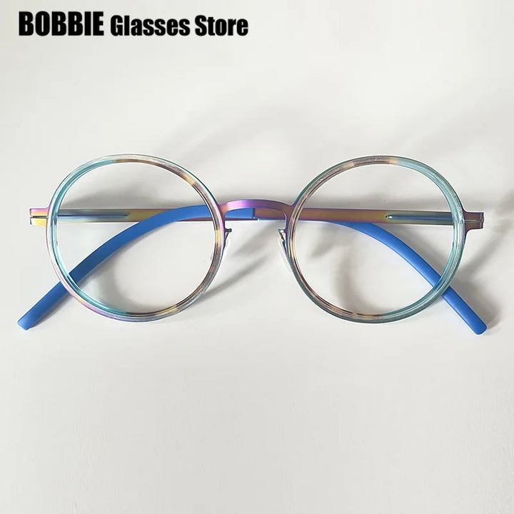 Bobbie Women's Full Rim Round Screwless Hinge Steel Eyeglasses 204548