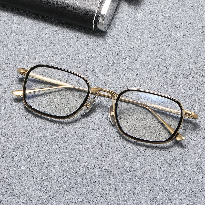 Black Mask Unisex Full Rim Square Titanium Acetate Eyeglasses Bm0218 Full Rim Black Mask Black-Gold  