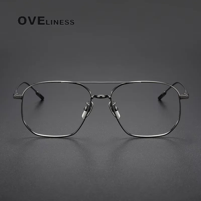 Oveliness Women's Full Rim Square Double Bridge Titanium Eyeglasses 13353 Full Rim Oveliness   