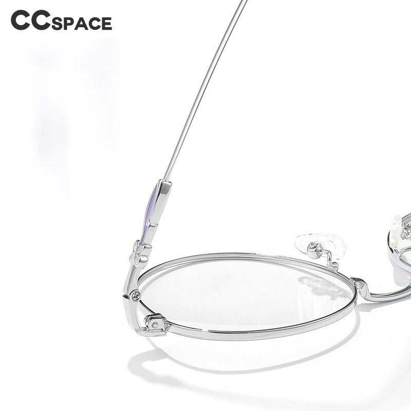 CCSpace Women's Full Rim Round Titanium Eyeglasses 56066 Full Rim CCspace   