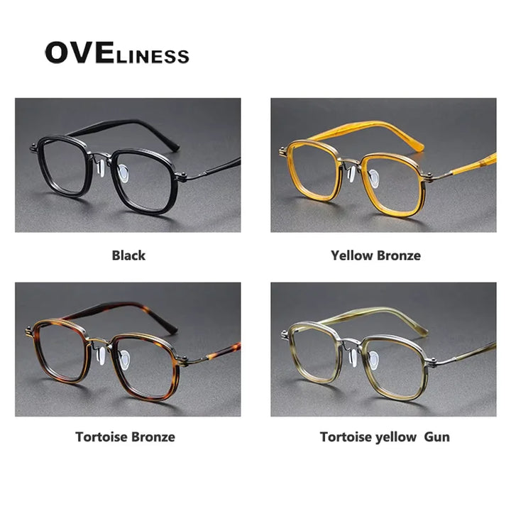 Oveliness Unisex Full Rim Big Square Titanium Acetate Eyeglasses 5863 Full Rim Oveliness   