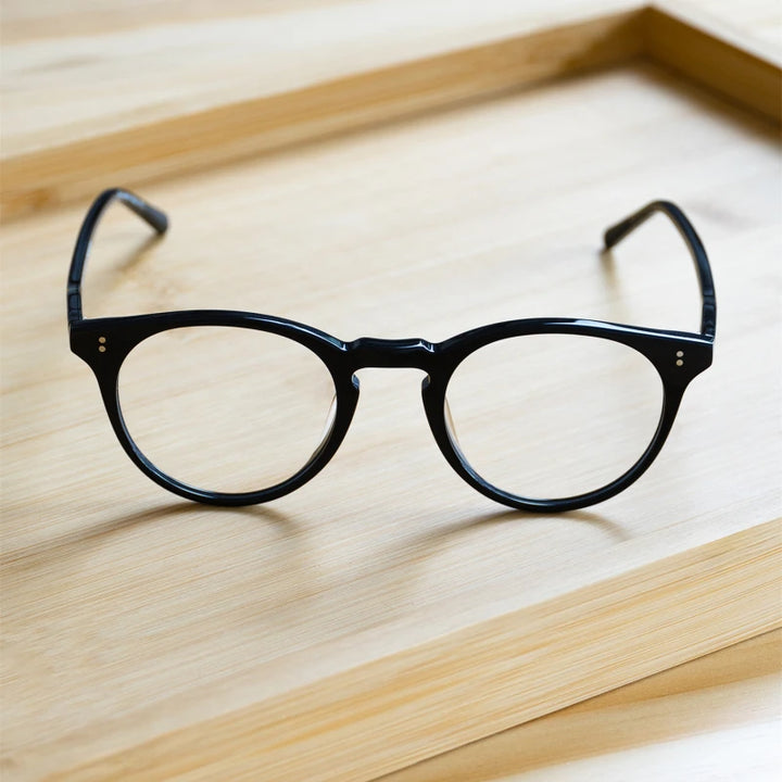 Black Mask Unisex Full Rim Round Acetate Eyeglasses BM-O5183