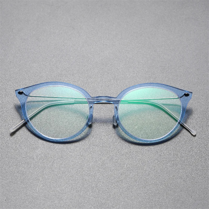 Aimee Women's Full Rim Cat Eye Acetate Titanium Eyeglasses 6548 Full Rim Aimee Blue  