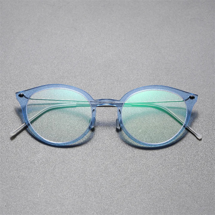 Aimee Women's Full Rim Cat Eye Acetate Titanium Eyeglasses 6548 Full Rim Aimee Blue  