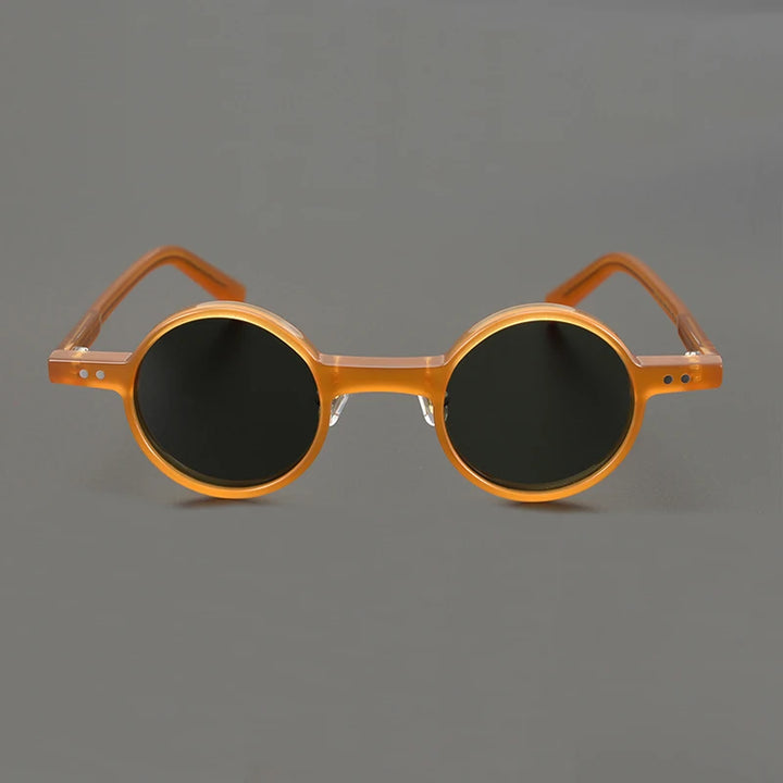 Black Mask Men's Full Rim Small Round Polarized Acetate Sunglasses 19177 Sunglasses Black Mask   