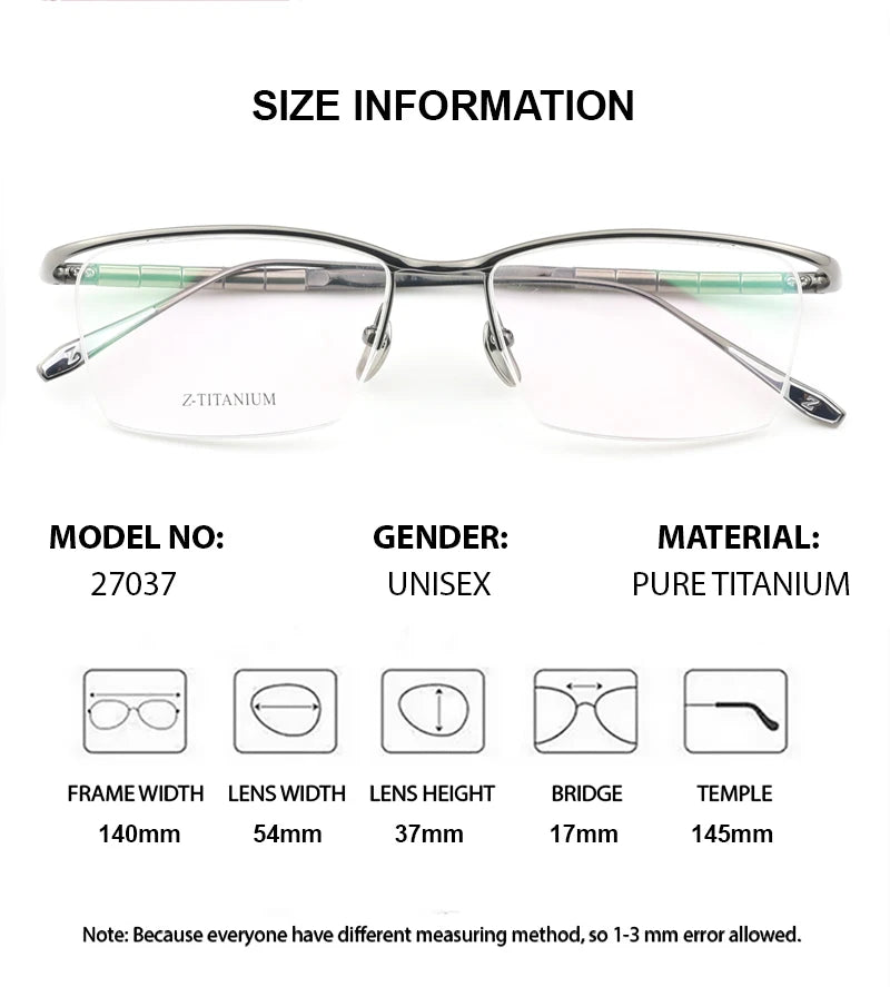 Summer Flower Unisex Semi Rim Square Brow Line Titanium Eyeglasses 627037