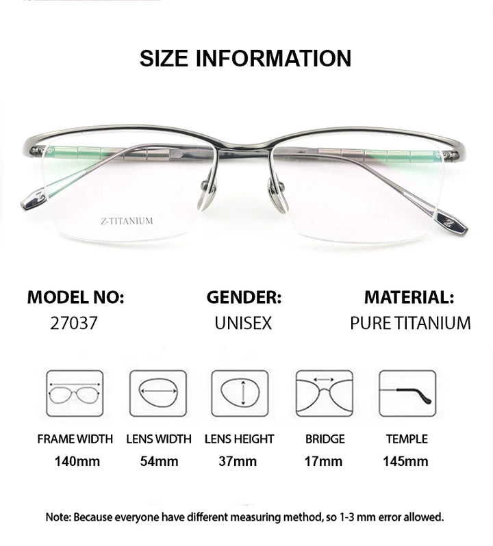 Summer Flower Unisex Semi Rim Square Brow Line Titanium Eyeglasses 627037