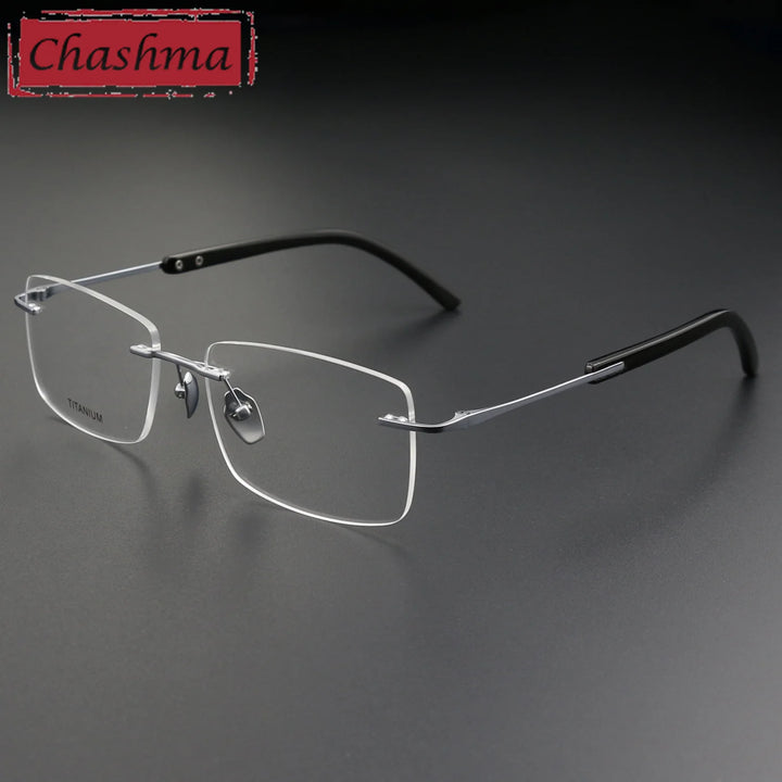 Chashma Unisex Rimless Square Titanium Customizable Eyeglasses 921029