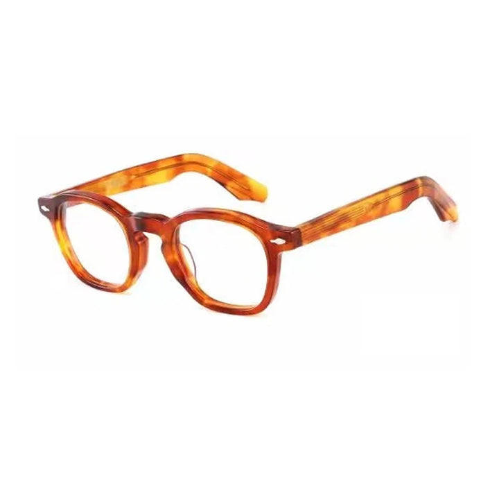 Gatenac Unisex Full Rim Square Acetate Eyeglasses Gxyj1201 Full Rim Gatenac Yellow Tortoiseshell  
