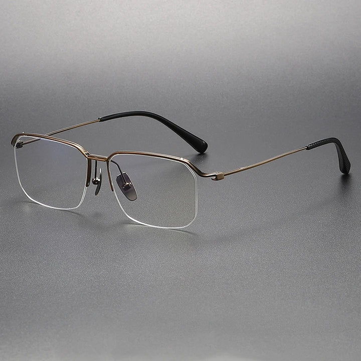 Black Mask Women's Semi Rim Square Titanium Eyeglasses 4423 Semi Rim Black Mask Bronze  