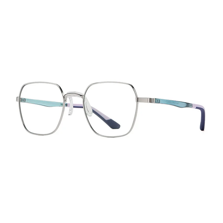 Ralferty Women's Full Rim Polygon Alloy Eyeglasses R845 Full Rim Ralferty Silver Light Blue CHINA 