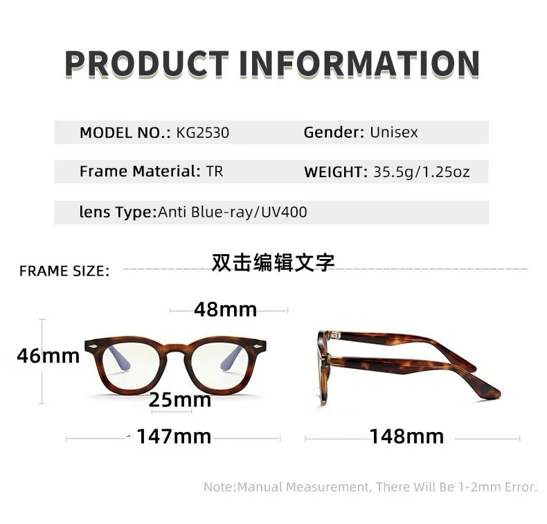 Xbora Unisex Full Rim Square Round Tr 90 Alloy Eyeglasses 542530