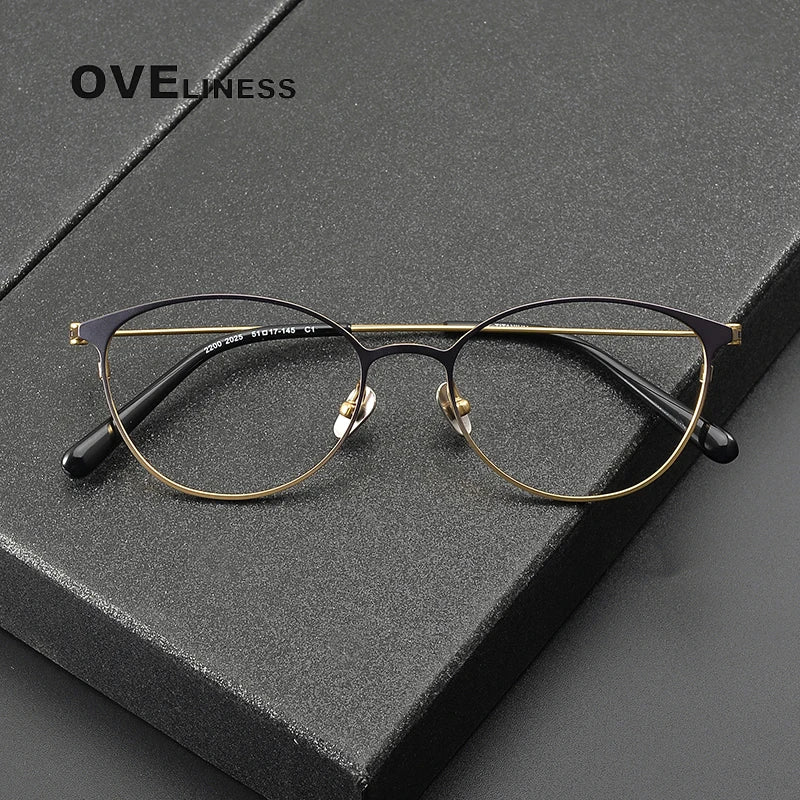 Oveliness Women's Full Rim Oval Cat Eye Titanium Eyeglasses 42200 Full Rim Oveliness