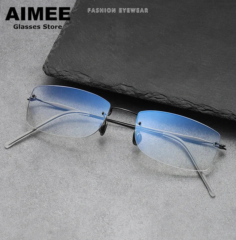 Aimee Unisex Rimless Rectangle Screwless Titanium Eyeglasses 4214 Rimless Aimee   