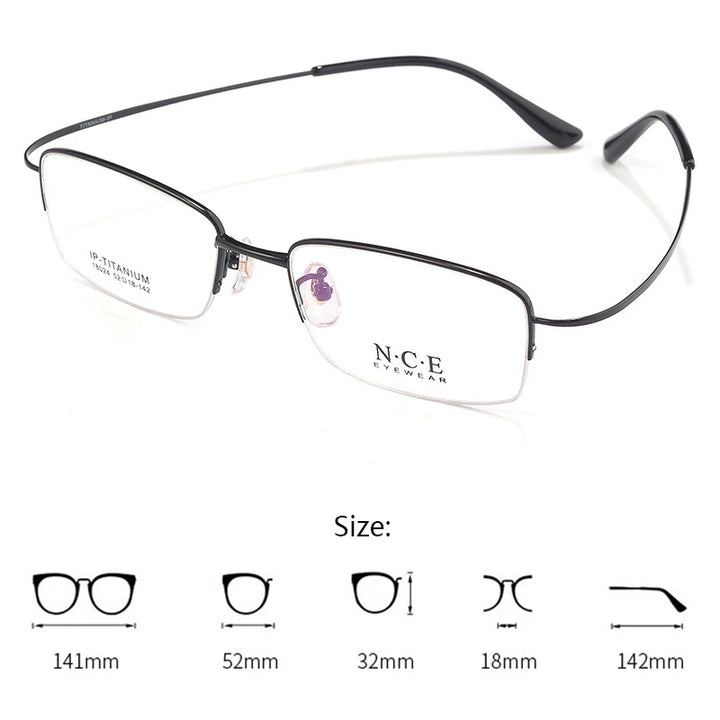 Hdcrafter Men's Semi Rim Square Titanium Eyeglasses 718024