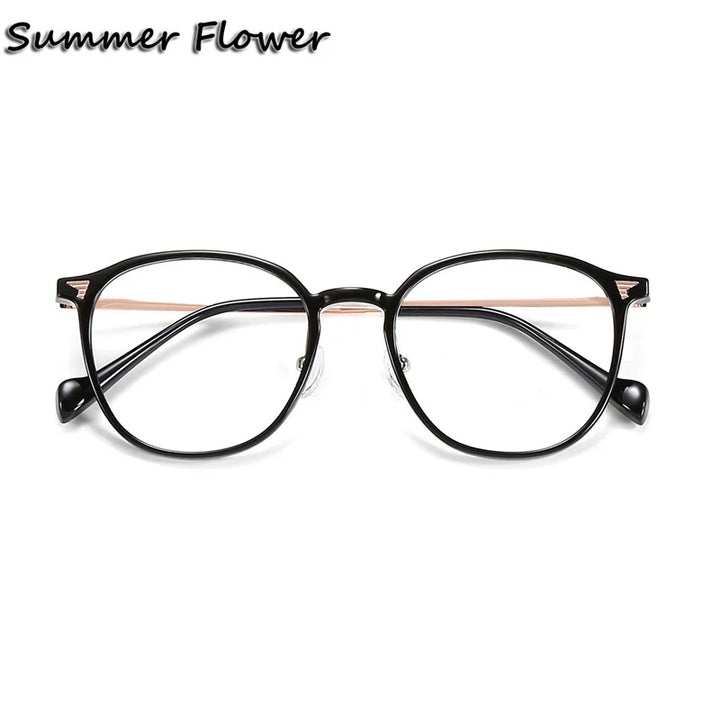 Summer Flower Women's Full Rim Round Tr 90 Titanium Eyeglasses 701247