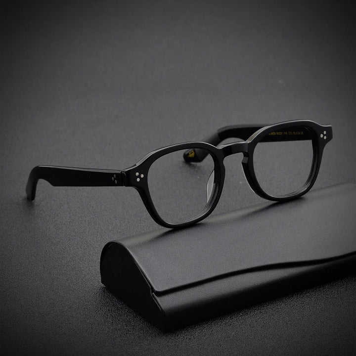 Black Mask Unisex Full Rim Square Acetate Eyeglasses 484023 Full Rim Black Mask   