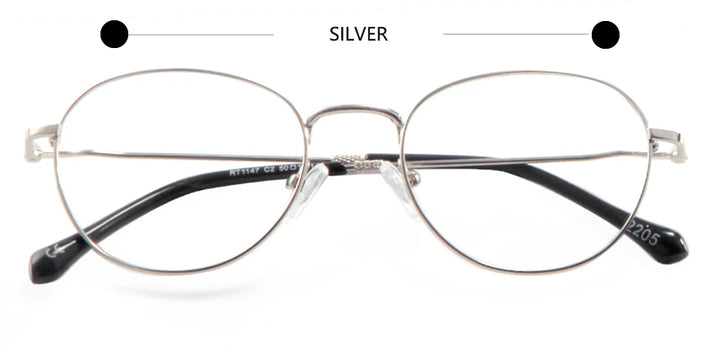 Esnbie Unisex Full Rim Round Alloy Eyeglasses 11471 Full Rim Esnbie SILVER  