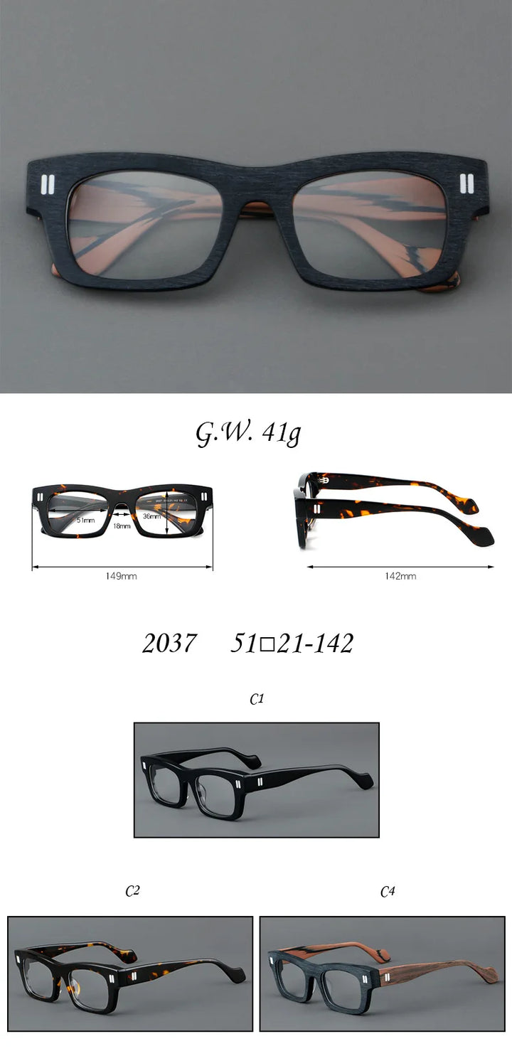 Hewei Unisex Full Rim Square Thick Frosted Acetate Eyeglasses 2037 Full Rim Hewei   