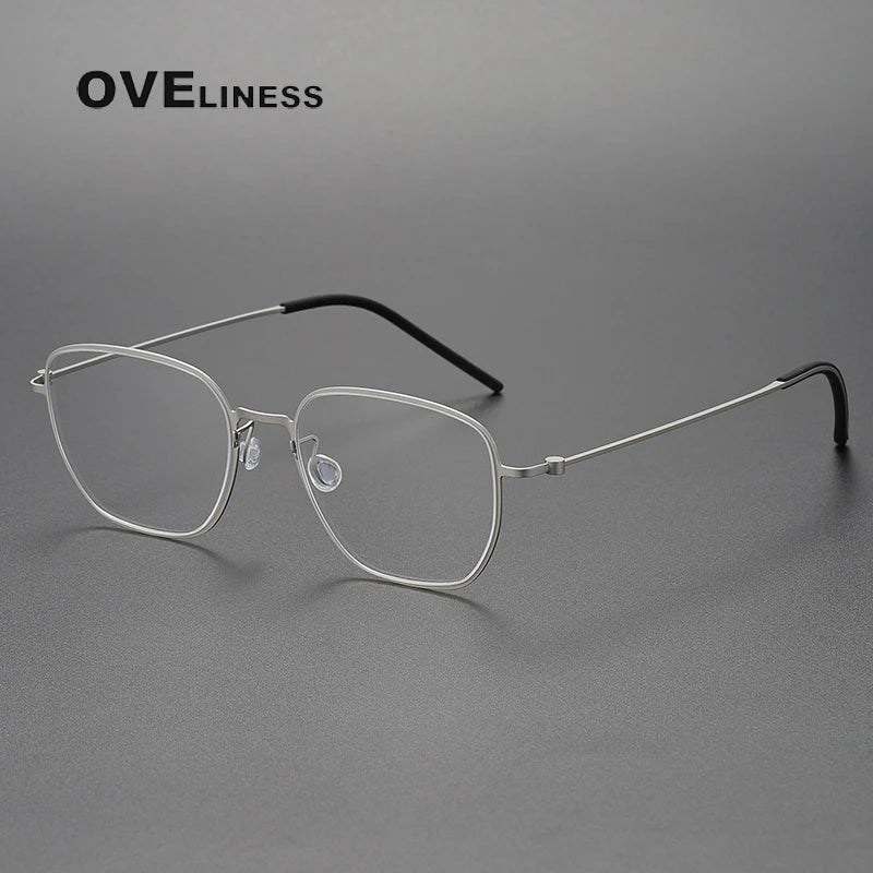 Oveliness Unisex Full Rim Oval Square Titanium Eyeglasses O5527 Full Rim Oveliness silver  