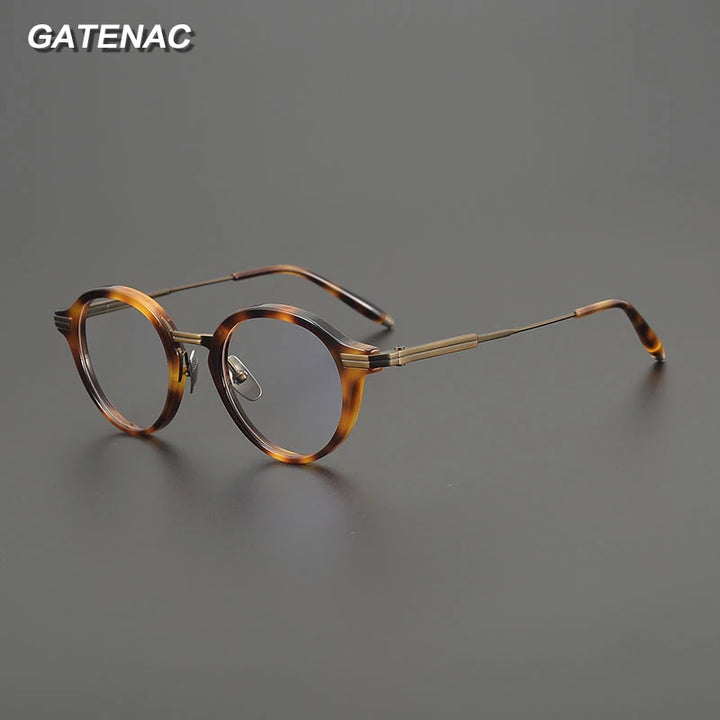 Gatenac Unisex Full Rim Oval Round Acetate Titanium Eyeglasses G9828