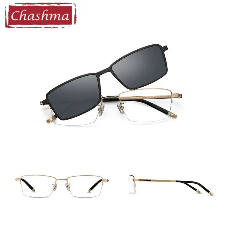 Chashmo Chashma Men's Semi-Rim Square Titanium Sunglasses | FuzWeb