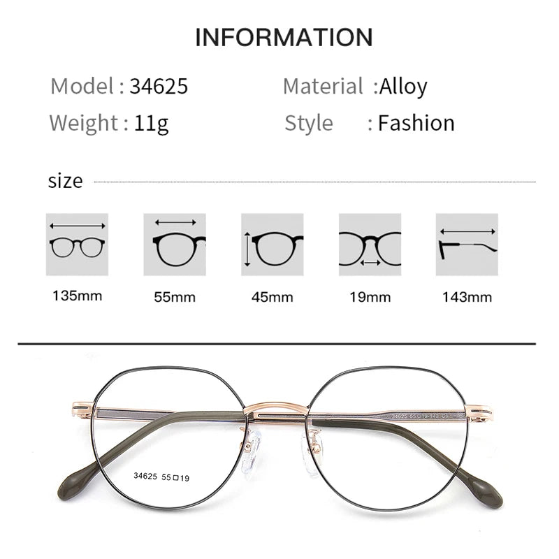 KatKani Women's Full Rim Flat Top Polygon Alloy Eyeglasses 3462 Full Rim KatKani Eyeglasses   