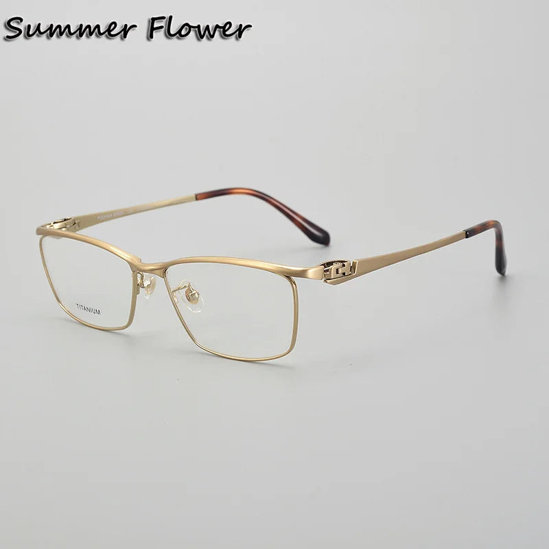 Summer Flower Men's Full Rim Big Square Brow Line Titanium Eyeglasses 86111 Full Rim Summer Flower