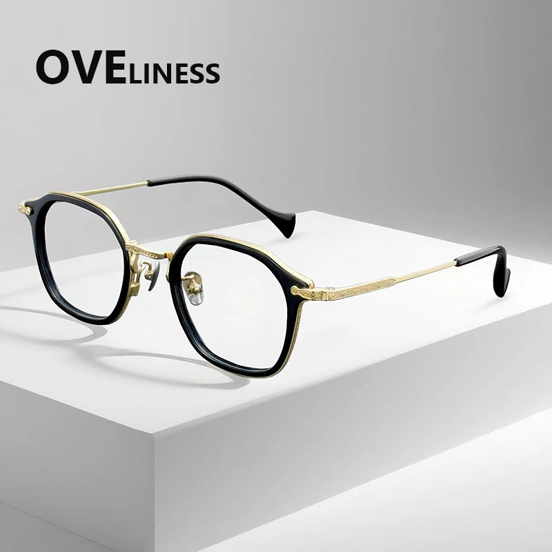 Oveliness Unisex Full Rim Oval Acetate Titanium Eyeglasses 926010