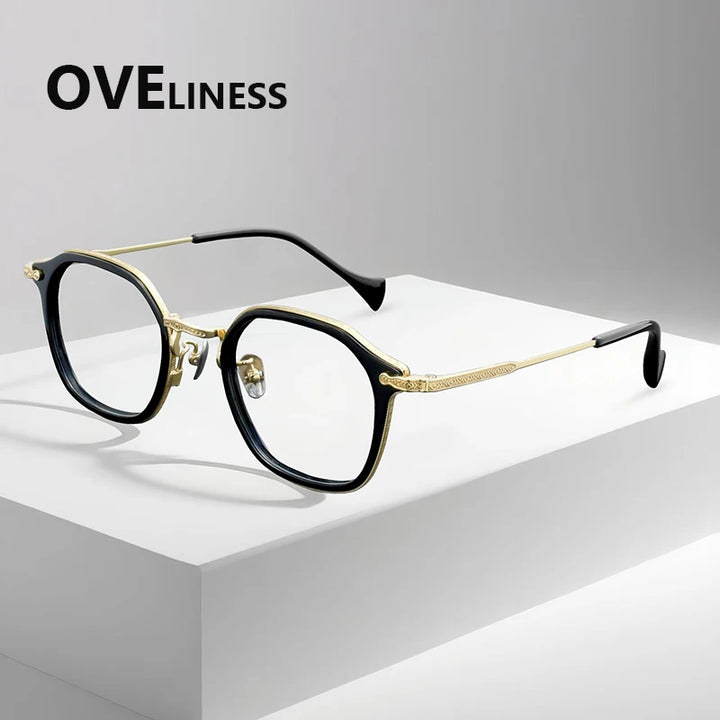 Oveliness Unisex Full Rim Oval Acetate Titanium Eyeglasses 926010