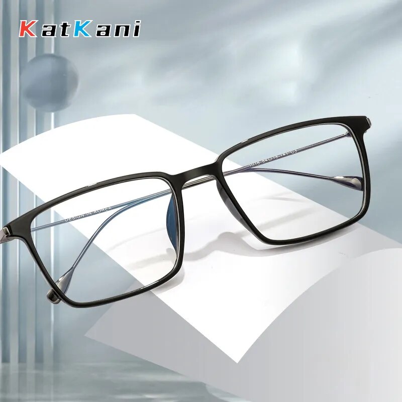 KatKani Unisex Full Rim Large Square Tr 90 Titanium Eyeglasses 1016 Full Rim KatKani Eyeglasses   