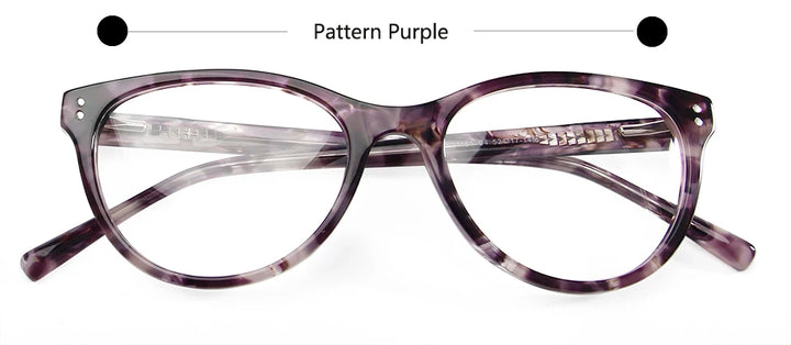 Esnbie Women's Full Rim Square Cat Eye Acetate Eyeglasses 241161 Full Rim Esnbie pattern purple  