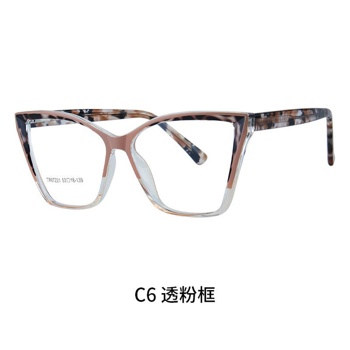 CCSpace Unisex Full Rim Large Square Tr 90 Titanium Acetate Eyeglasses 56652 Full Rim CCspace C6Pink  