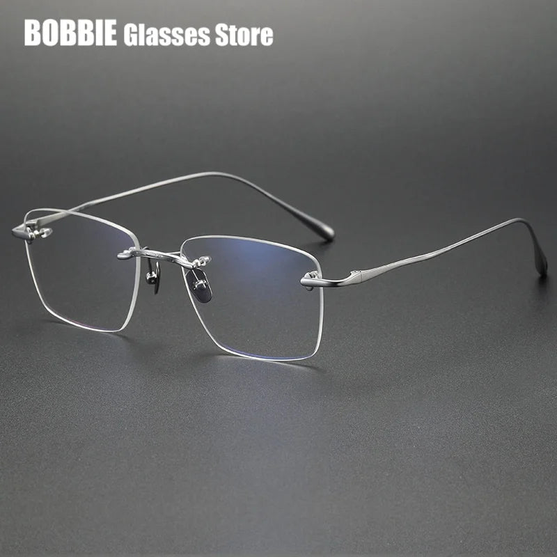 Bobbie Unisex Rimless Polygon Square Titanium Eyeglasses 809543