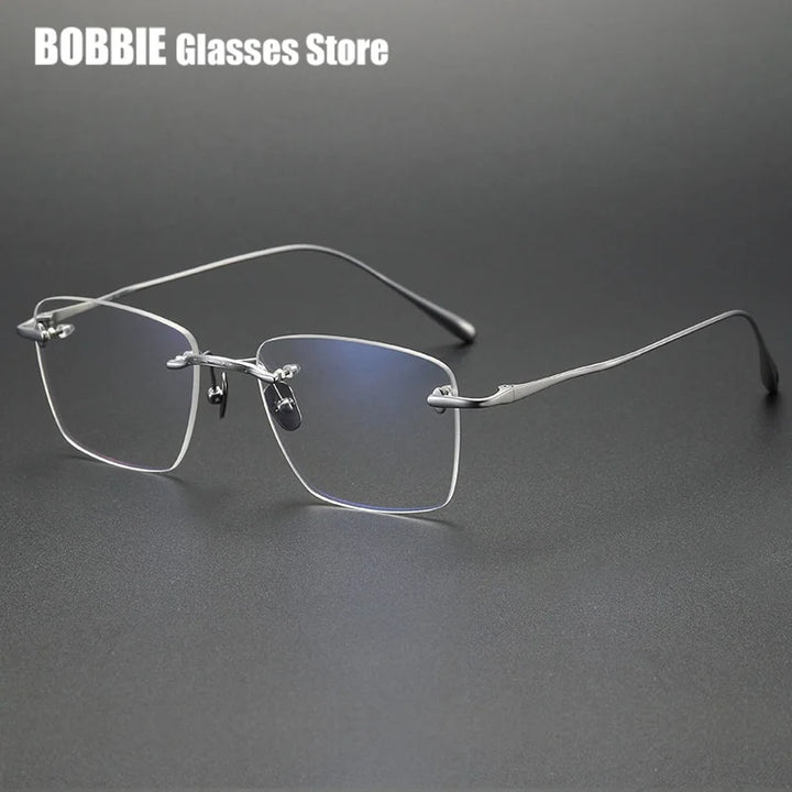 Bobbie Unisex Rimless Polygon Square Titanium Eyeglasses 809543