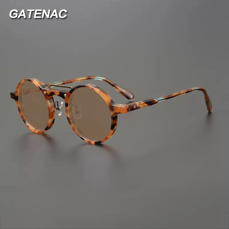 Gatenac Unisex Full Rim Round Polarized Acetate Sunglasses Mo11 Sunglasses Gatenac   