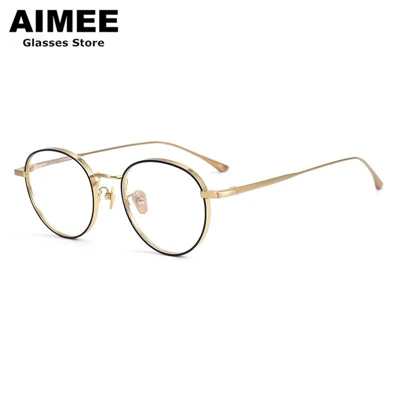 Aimee Unisex Full Rim Round Titanium Eyeglasses 7845 Full Rim Aimee   