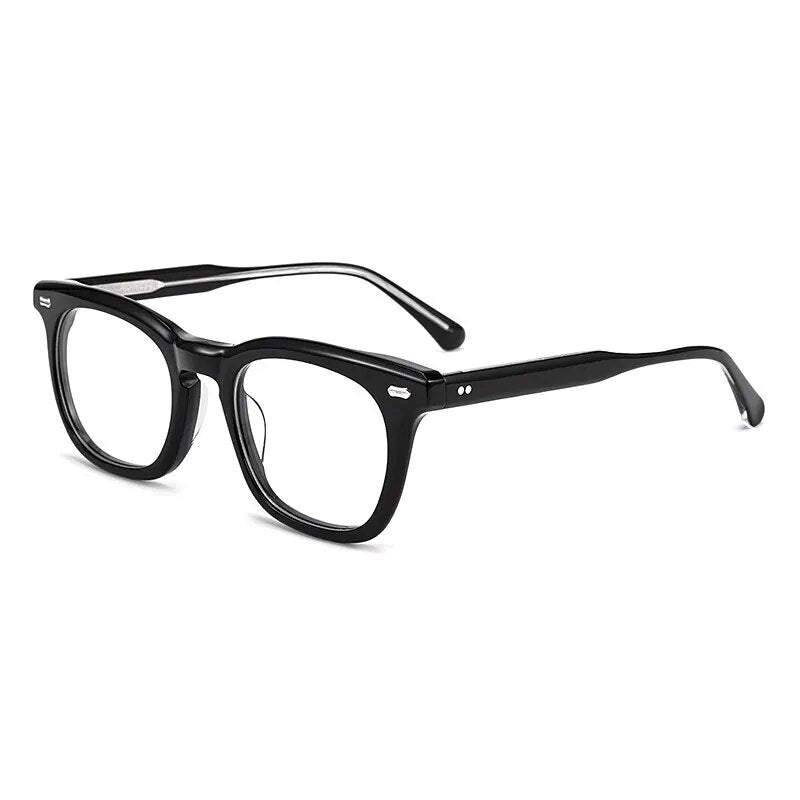 Yimaruili Unisex Full Rim Square Acetate Eyeglasses Kbt98612 Full Rim Yimaruili Eyeglasses Black  