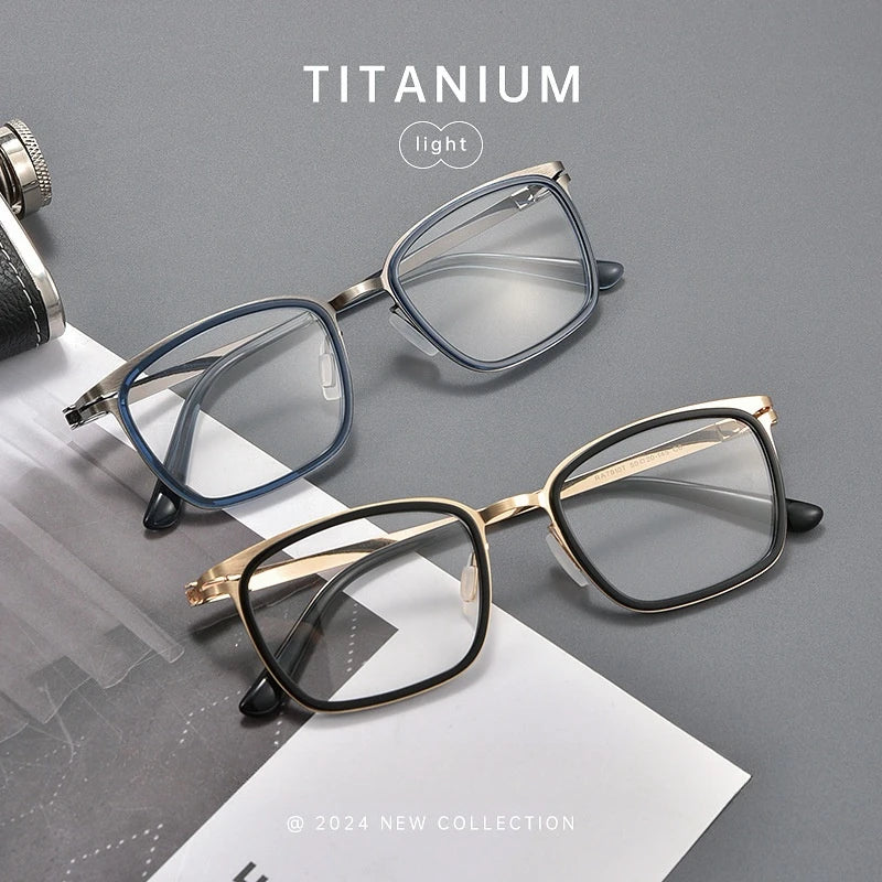 Yimaruili Unisex Full Rim Square Titanium Acetate Eyeglasses Y7910 Full Rim Yimaruili Eyeglasses   