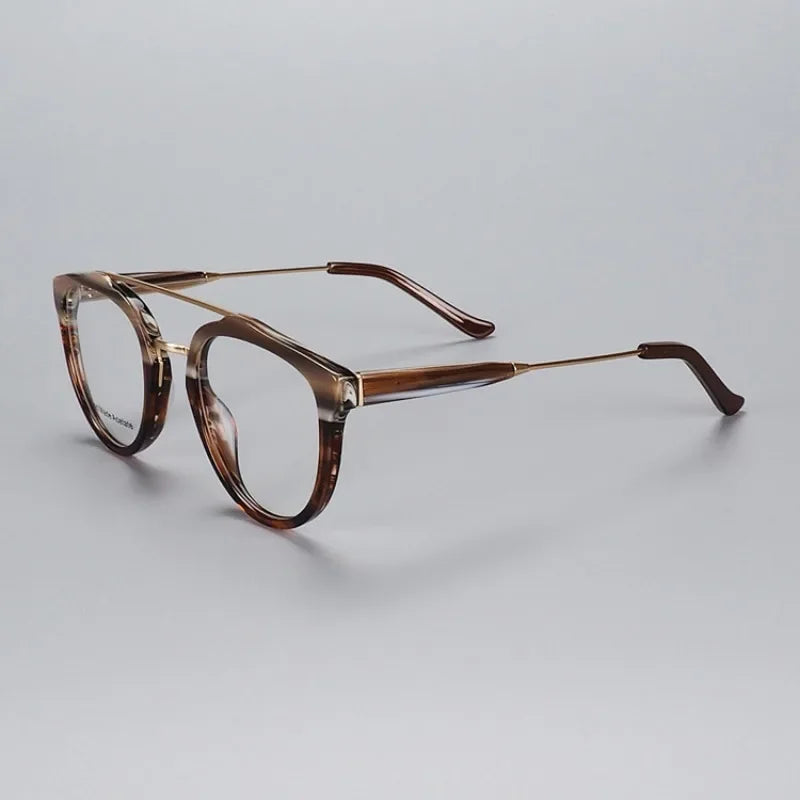 Hewei Unisex Full Rim Oval Double Bridge Titanium Acetate Eyeglasses 89203 Full Rim Hewei C3 CHINA