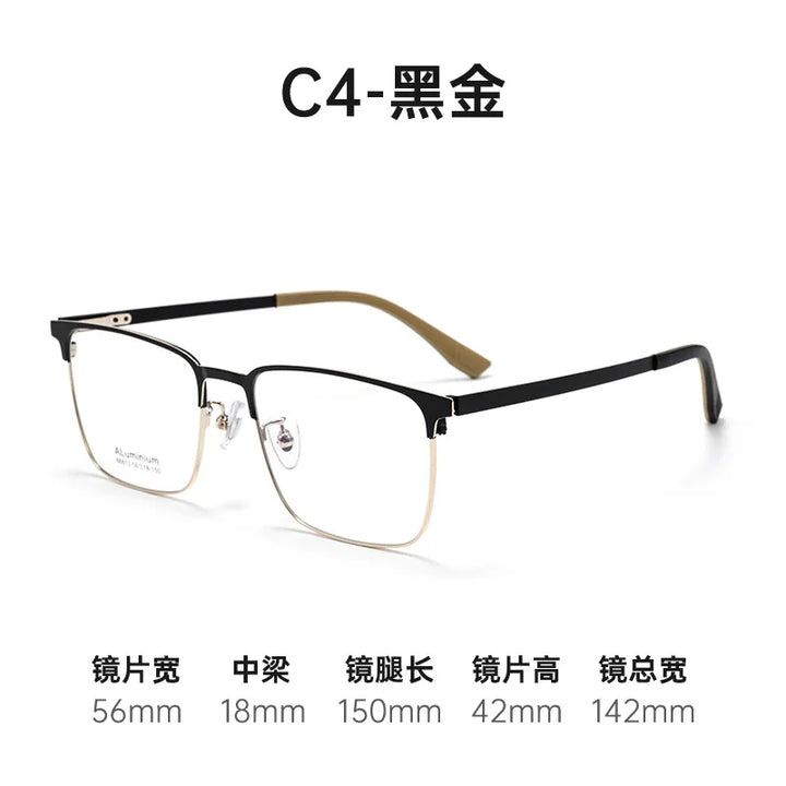 Bclear Men's Full Rim Square Aluminum Magnesium Eyeglasses 668139