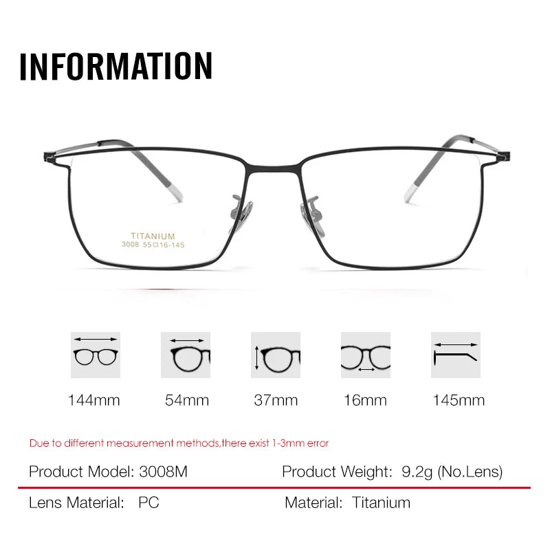 Aror Unisex Full Rim Brow Line Square Titanium Eyeglasses 30087