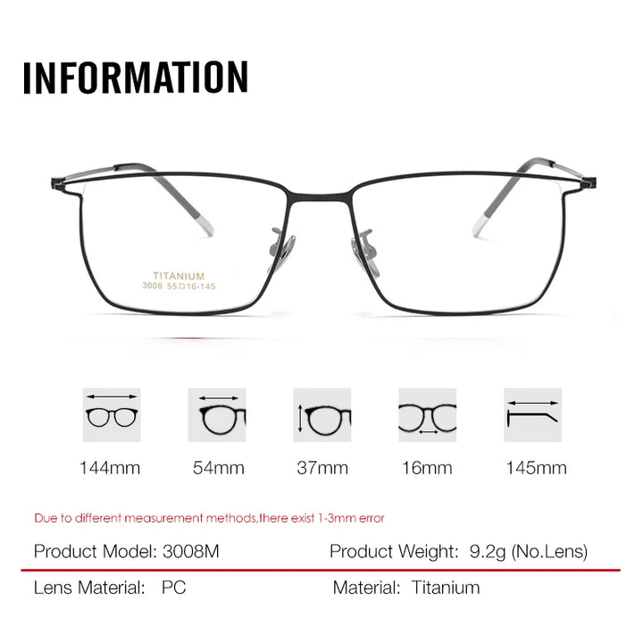 Aror Unisex Full Rim Brow Line Square Titanium Eyeglasses 30087