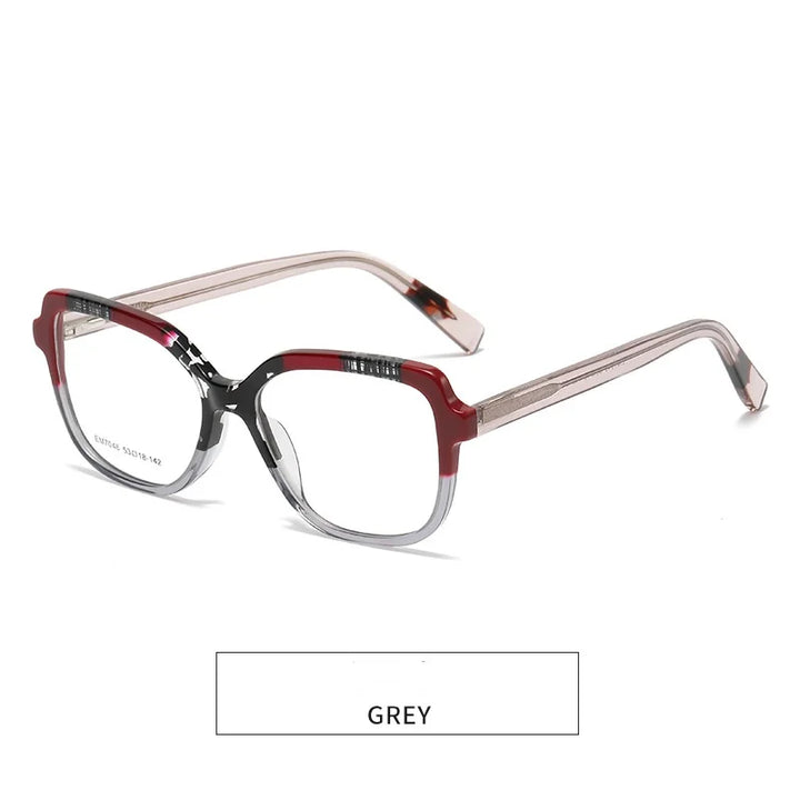 KatKani  Women's Full Rim Square Acetate Eyeglasses Em7046 Full Rim KatKani Eyeglasses GREY  