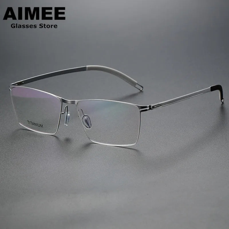 Aimee Unisex Full Rim Square Screwless Titanium Eyeglasses 46119 Full Rim Aimee Silver  