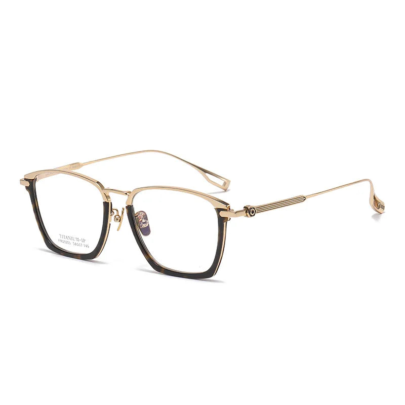 Aimee Unisex Full Rim Square Titanium Acetate Eyeglasses 21015 Full Rim Aimee Tortoise-Golden  