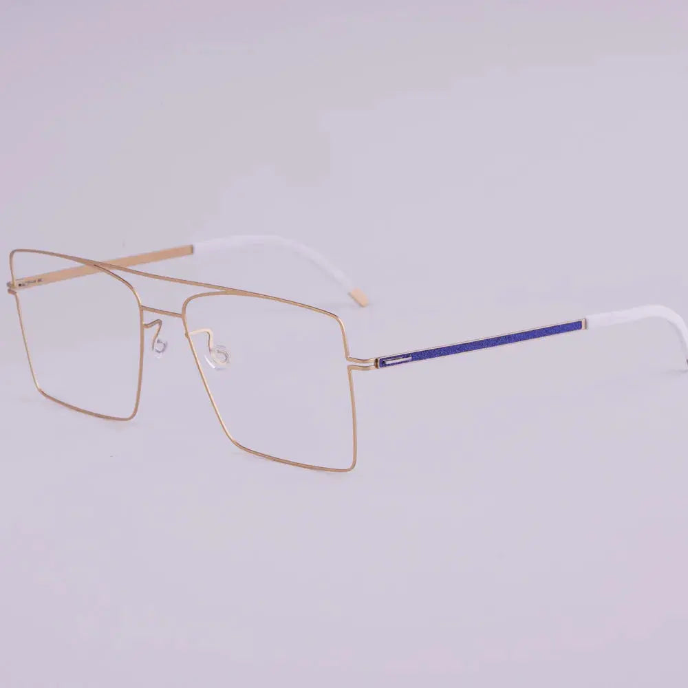 Bobbie 476753 Men’s 146mm Full Rim Square Double Bridge Titanium Frames FuzWeb